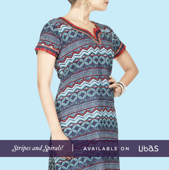 LibasImpex's tweet photo. Stripes and Spirals'! Shop More Chic Designs on  #kurti #suit #floral #black #onlineshopping #designer http://t.co/il2eODDo4w