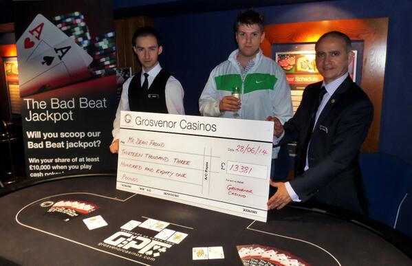 BournePoker's tweet photo. Congratulations again to our lucky Bad Beat Jackpot winner Dean Froud, well done from everyone at Bournemouth. http://t.co/iKrbjfIDNE