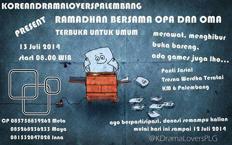 [Help RT] <a href="/BANApalembang/">Let's Fly B1A4 !</a> KDL present "Ramadhan bersama oma opa", feel free to join us. info check our poster below :)