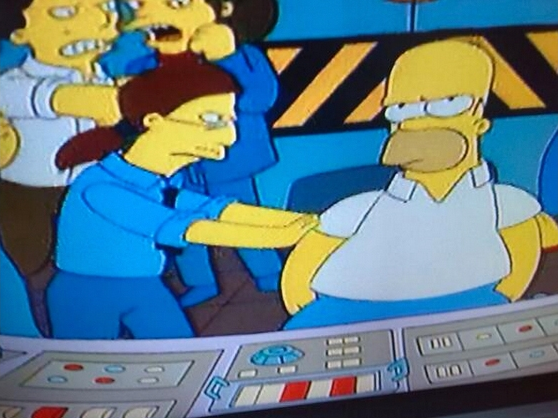 ElInformerULE's tweet photo. Pablo Iglesias tratando de convencer a Homer Simpson de que vote a Podemos. http://t.co/kc8lpJ4sbw