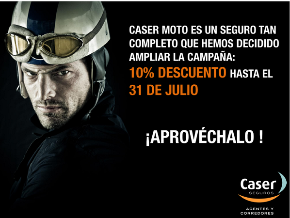 inmoramirez's tweet image. CASER MOTO ES UN SEGURO TAN COMPLETO QUE HEMOS DECIDIDO AMPLIAR LA CAMPAÑA: 10% DE DESCUENTO HASTA EL 31 DE JULIO