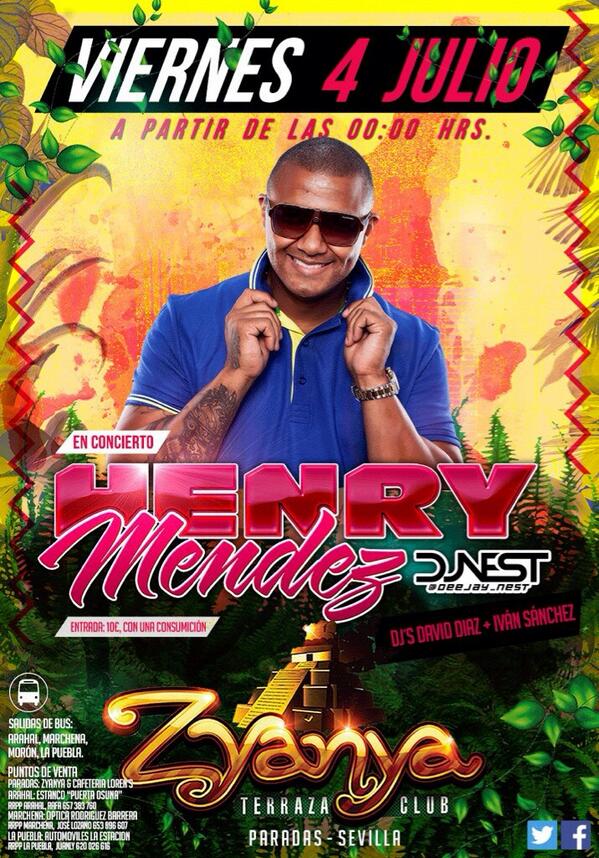 TerrazaZyanya's tweet photo. Este Viernes 4 julio 
En concierto 

///HENRY MÉNDEZ ///

RT este Twitter y entra en el sorteo de una entrada RT RT http://t.co/qbiSKhPPAO