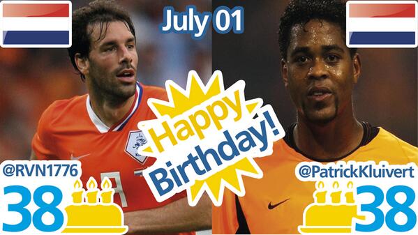 FIFAWorldCup's tweet photo. RT to wish both #NED forwards @RvN1776 &amp; @PatrickKluivert a happy birthday! @KNVB @OnsOranje - http://t.co/4tEIwLdF6v http://t.co/LrhOIAAOdx