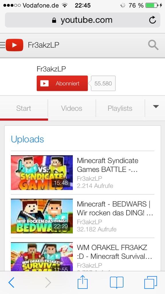 BuriYT's tweet photo. Glückwünsch @Fr3akzLP zu deinen 55.580abbos:) http://t.co/Hsgh5rGX9R