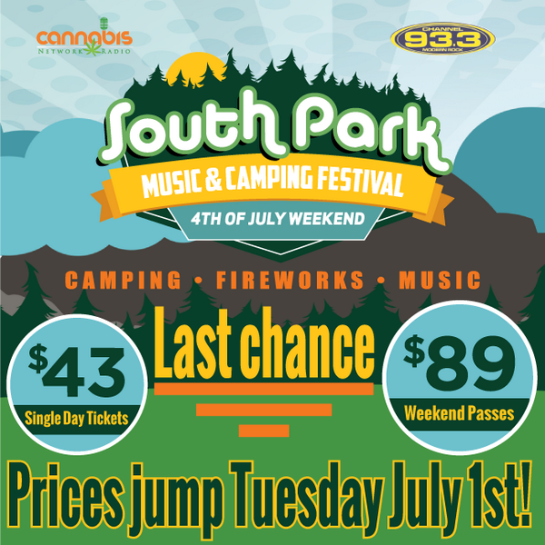LAST CHANCE ('til midnight tonight!)   $89 weekend and $43 single day tickets, SPMF July 3-5 southparkfest.com/festival-ticke…