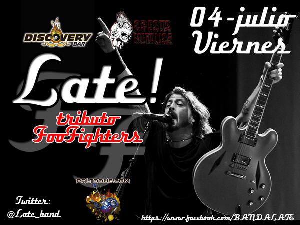 emilemak's tweet photo. @MovidaMusicalVE Este 4 de Julio estaremos @DISCOVERYBAR  descargando el Tributo a Foo Fighters por Late! impelable! http://t.co/Z9OdJMbXip