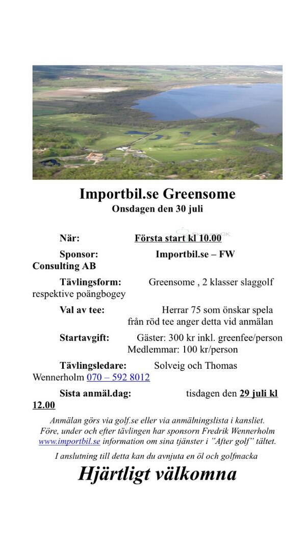 importbil's tweet image. 30 juli är vi sponsorer på Skyrups Golfklubb, greensome
Hjärtligt välkomna !!