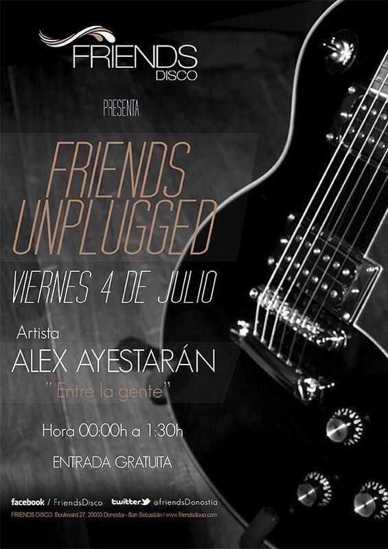 FriendsDonostia's tweet photo. Conoce el nuevo concepto de concierto... ¡Inauguración de #FriendsUnplugged este viernes con Alex Ayestaran! http://t.co/RCE7COoLed