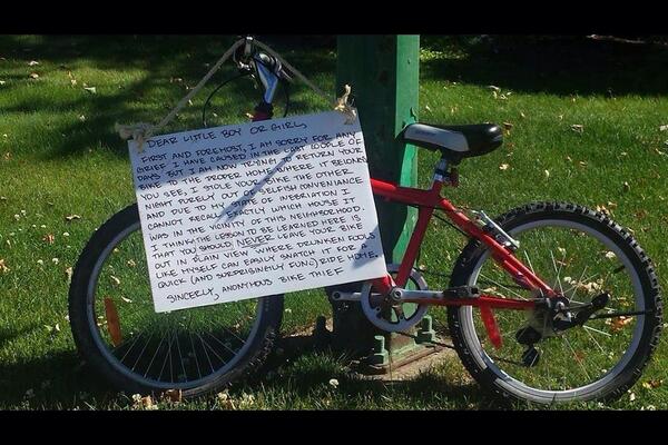 cbcnewsbc's tweet photo. How Canada Day festivities left this drunken #BC bicycle thief feeling like a fool http://t.co/Qs4l6yBA8G http://t.co/s1EJqjQVO3