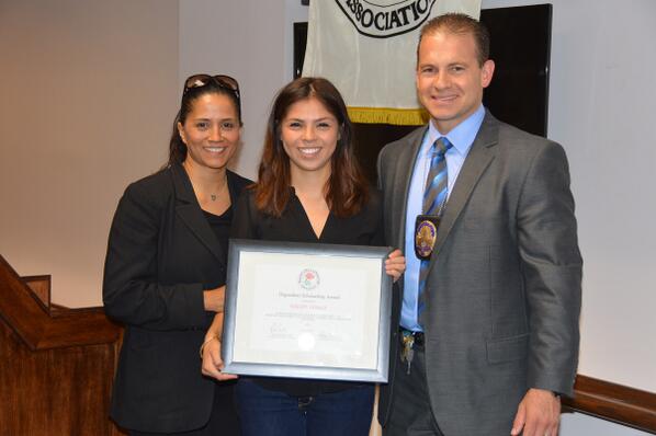 pasadenapoa's tweet photo. Hailey Gomez, winner of the Kirby Memorial $500 Scholarship Award with parents, Detective Cuellar and Sergeant Gomez! http://t.co/GZ7zzeBIDw