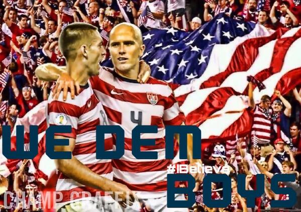 ChampGraffix's tweet photo. Clint Dempsey and Michael Bradley, "WE DEM BOYS" USA Soccer 
⚽️⚽️
#IBelieve 
#IBelieveThatWeWillWin http://t.co/2lGApU7Kbp