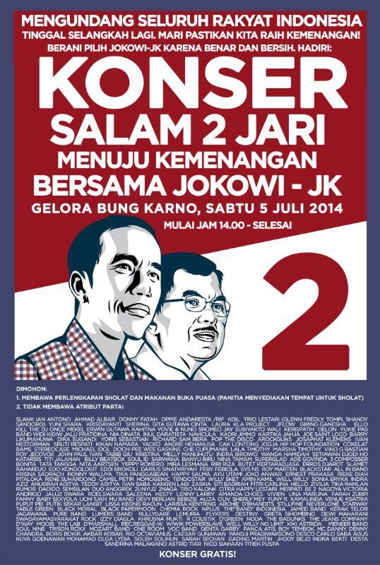 #KonserSalam2Jari Menuju Kemenangan Bersama #JokowiJK| 5 Juli '14| 14.00 WIB |Stadion GBK - Jakarta | GRATIS!!!