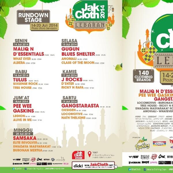'Nikmati band keren yg akan perform di <a href="/JakCloth/">JakCloth</a> Lebaran at' Plaza Utara Senayan (14 s/d 20 juli) , #check -->>