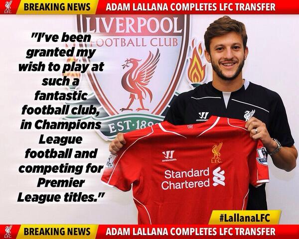 Yohan_GH's tweet photo. "@YourLFC: Resmi: Adam Lallana didatangkan dari Southampton. Welcome to Anfield! http://t.co/mhedMwxeBP"