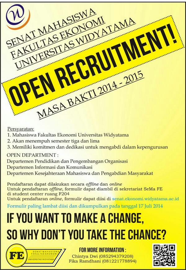 <a href="/UTama_2013/">UTama Angkatan 2013</a> OPEN RECRUITMENT Senat Ekonomi 2014-2015! If you want to make a change, so why don't you take the chance?