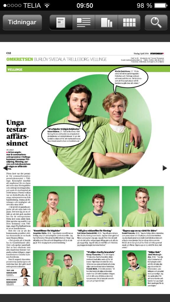 Maria Nikka (@majanikka) on Twitter photo Inga lata utan företagsamma ungdomar ! Projekt i Vellinge och artikel i dagens Sydsvenska 👍 Inga lata utan företagsamma ungdomar ! Projekt i Vellinge och artikel i dagens Sydsvenska 👍
