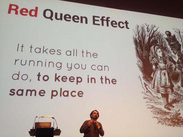 vnarotzky's tweet photo. Lewis Carroll on #innovation: the Red Queen Effect @meedabyte #ODSC14 http://t.co/pXnx8nRdfx