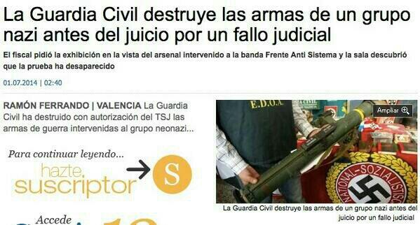 CatDiuProu's tweet photo. URGENT el govern espanyol destrueix les proves dies abans del judici contra els neonazis de l'OP PANZER #impunitat http://t.co/EMkzMXFtel