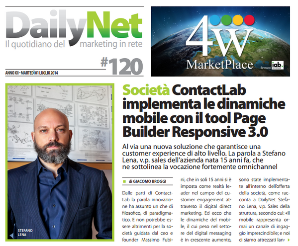 Digitalzia's tweet image. Il ns PageBuilder Responsive 3.0 protagonista su #DailyNet  @ContactLab #mobilerevolution
