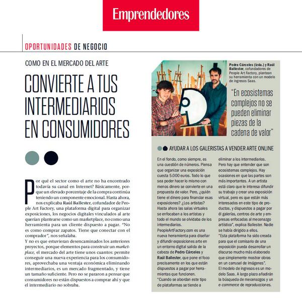 PeopleArtFty's tweet photo. Gracias a revista @Emprendedores por destacar a http://t.co/vAllm4gKSc como un ejemplo de modelo de negocio innovador http://t.co/yowLnk8S0j