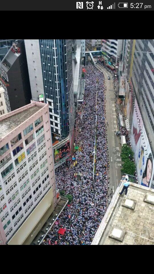 Kits's tweet photo. The madness that is July 1 in Hong Kong. Via @timeouthk #protest #democracy http://t.co/9euAqoJIQz