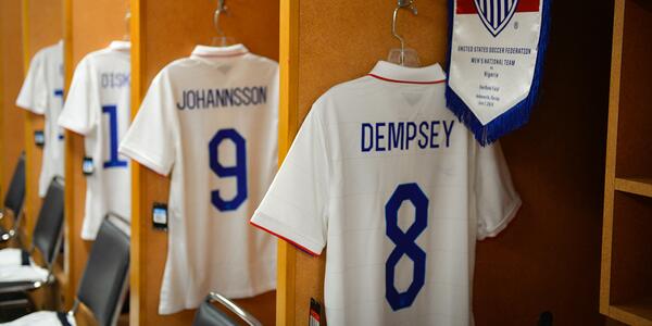 USMNT's tweet photo. The #USMNT is in white #BusinessAttire today! Show us how you're supporting the #USA today against #BEL! #AreYouReady http://t.co/cK6gl8gNTI