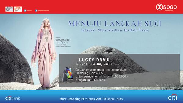mall_alamsutera's tweet photo. SOGO Lucky Draw! Memenangkan Samsung Galaxy S5 untuk pembelian min Rp 500.000 dengan kartu Citibank. http://t.co/njPmioG5aO