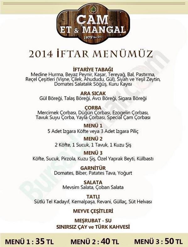 Ramazan'da lezzetin ve kalitenin değişmez adresi Çam Et Mangal herkese hayırlı iftarlar diler.