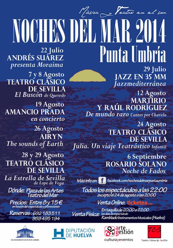 Artegestion's tweet photo. http://t.co/hebuTYUy8w

@puntaumbriaTV @AytoPuntaUmbria @PuntaUNocturna ayúdanos a difundir las Noches del Mar en Punta Umbría.Gracias!!!
