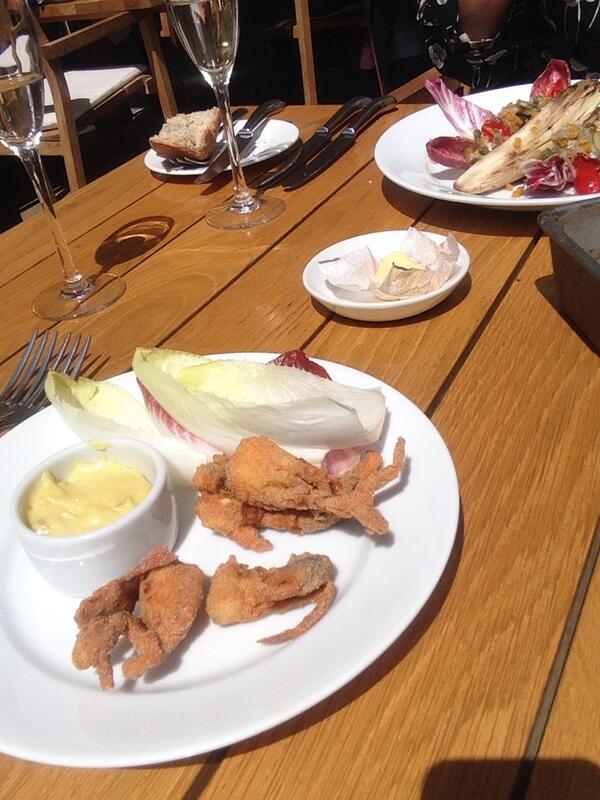 DandDLondon's tweet photo. #Summer lunch @PATERNOSTER1 on the terrace - fried soft shell crab w lemon curry dip: scrum! #timetoterrace #london http://t.co/er8WhNPx1J