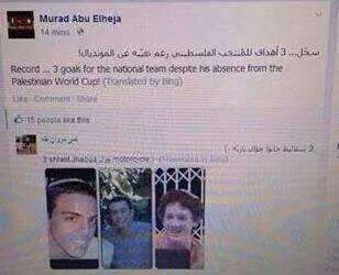 Sick tweet after the death of 3 innocents teenagers from a student at an Israeli university.