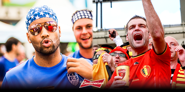 Budweiser's tweet photo. One place left. Fans get behind #USA and #BEL as they play to stay in the #WorldCup. http://t.co/PYUeTYoSMp