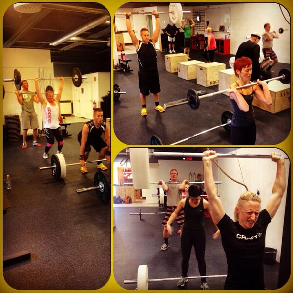 CrossFitLulea's tweet photo. En "nasty" dubbel-Sprint "couplet" på gårdagens pass med Shoulder 2 Overhead och Box Jump! #CrossFitLingo #CFLÅ #SSK http://t.co/2K159HFXjQ