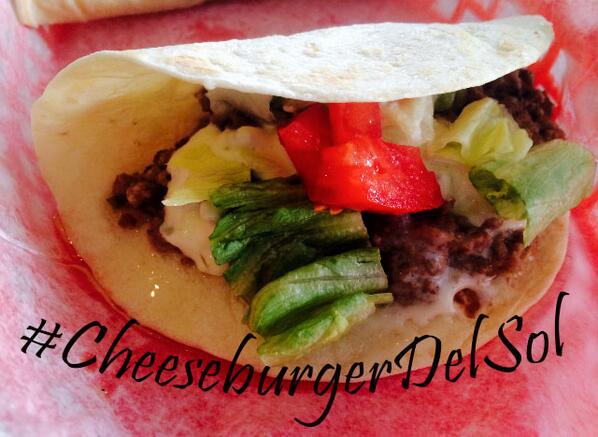 TaqueriadelSol's tweet photo. It has arrived, #CheeseburgerDelSol #TDSspecials. http://t.co/ExanrONs2A