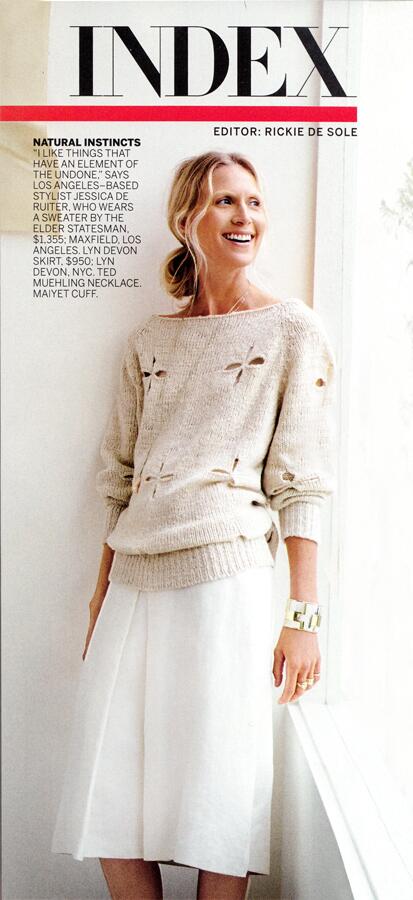 Stylist Jessica De Ruiter beautifully wearing a skirt from my S14 collection in this months Vogue! #lyndevon #Vogue