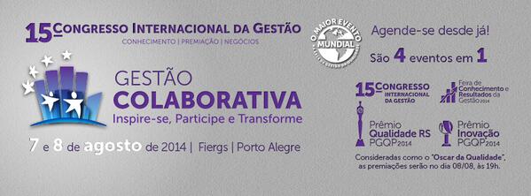 ComitSantaMaria's tweet image. Esta lançado o 15º Congresso Internacional da Gestão. O maior evento mundial na área da gestão da qualidade.