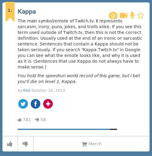Zonsverduistering Voorrecht Reorganiseren Urban Dictionary on Twitter: "@Tofuugaming Kappa: The main symbol/emote of  Twitch.tv. It represents sarcasm,... http://t.co/LG3XxS7Ysy  http://t.co/KMT6tGrQbW" / Twitter