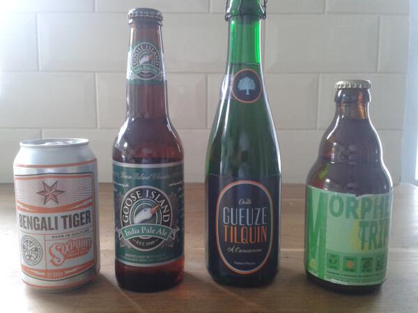 Tonight's teams, for the U.S.A Six Points Bengali Tiger &amp; Goose Island IPA for Belgium Tilquin Geuze &amp; Alvinne Tripel
