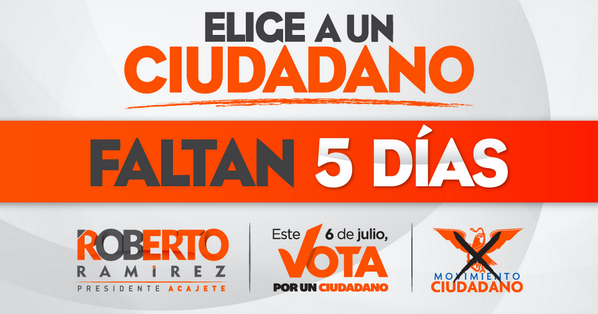 RobertoRamCer's tweet photo. En 5 días los ciudadanos libres marcaremos el rumbo hacía la transformación de #Acajete. El 6 de julio ¡vota! http://t.co/NbSD9ppKan