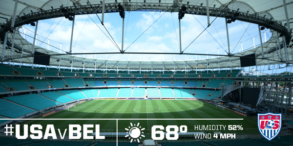 USMNT's tweet photo. It's a beautiful day in #Salvador! The weather forecast for #USAvBEL. #AreYouReady http://t.co/6s3woaGAwK