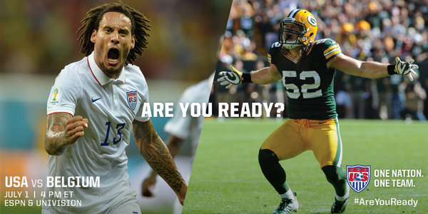 packers's tweet photo. Get fired up, it's GAMEDAY! Good luck @ussoccer! #AreYouReady #USAvBEL http://t.co/whBuki83CZ