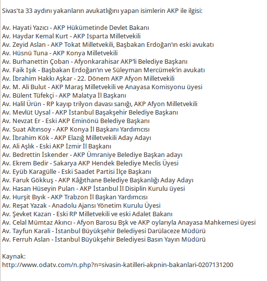 .<a href="/samiltayyar27/">Şamil Tayyar</a> 
#Madımak katliamını "Alman derin devleti" yaptıysa AKP neden avukatlığını üstlendi?