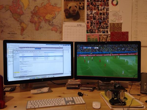 Finally have use for my second computer screen at work. #worldcup #usa