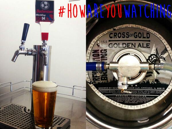 TrisectAgency's tweet photo. @RevBrewChicago brewed our drink of choice for today's #USAvsBEL match. #HowAreYouWatching http://t.co/otQ1mH7YsT