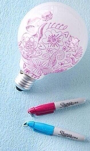 WowDailyDiys's tweet image. Draw on a light bulb for the design on your walls 😁✒️