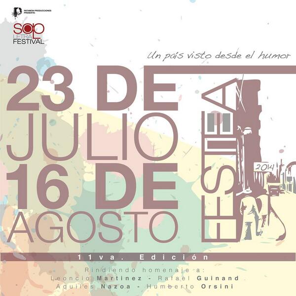 expodato's tweet photo. FESTEA Un país visto desde el #humor * 23 de julio a 16 de agosto * #Caracas * @FESTEA  #ElFestivalParaTi http://t.co/z1HGAJR2eb #teatro