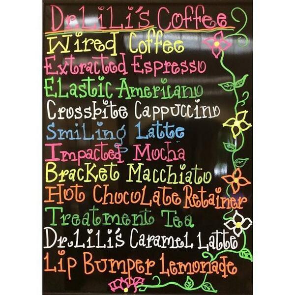 2dayswork's tweet image. This is our complimentary coffee menu! #DrLiliOrthodontics #DrLili #CoffeeMenu #Coffee #... bit.ly/1ndgiOk