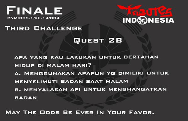 TributesID's tweet image. Quest 2B #TIDHungerGames #FG