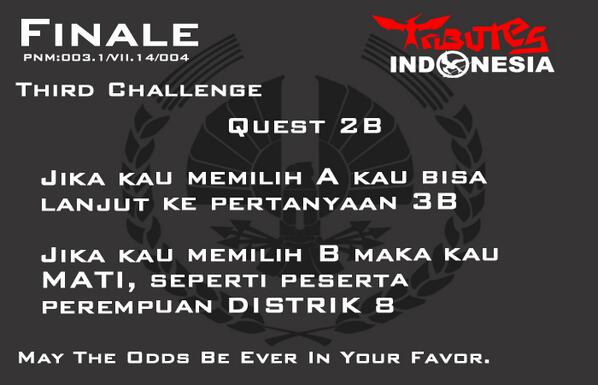 TributesID's tweet image. Jawaban Quest 2B #TIDHungerGames #FG