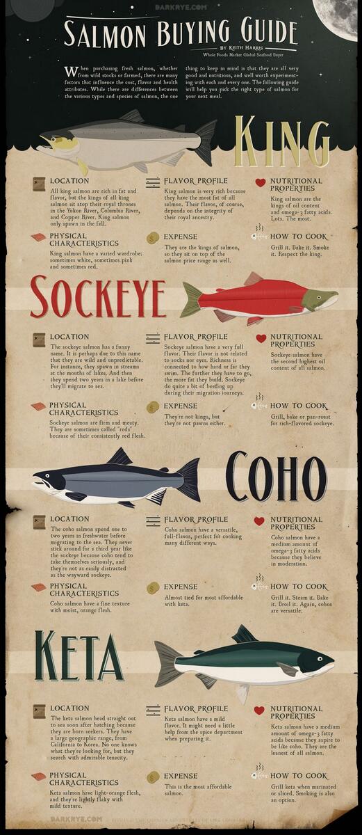 Learn about the different types of #salmon in the world. #king #sockeye #Paleo